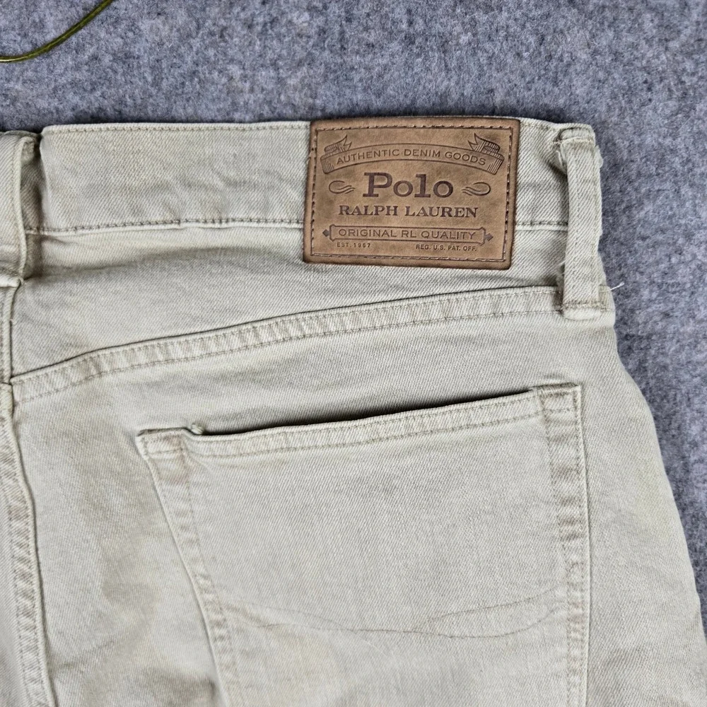 Polo Ralph Lauren Classic Fit Jeans Mens 34x32 Tan Khaki Denim Workwear 5 Pocket